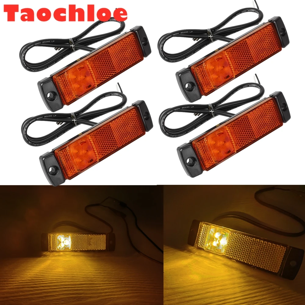 4pcs emark  1697119 DAF  CF75 CF85 XF95 XF105 Truck Orange Marker Light 3LEDS 24V Amber Side Marking Lamp