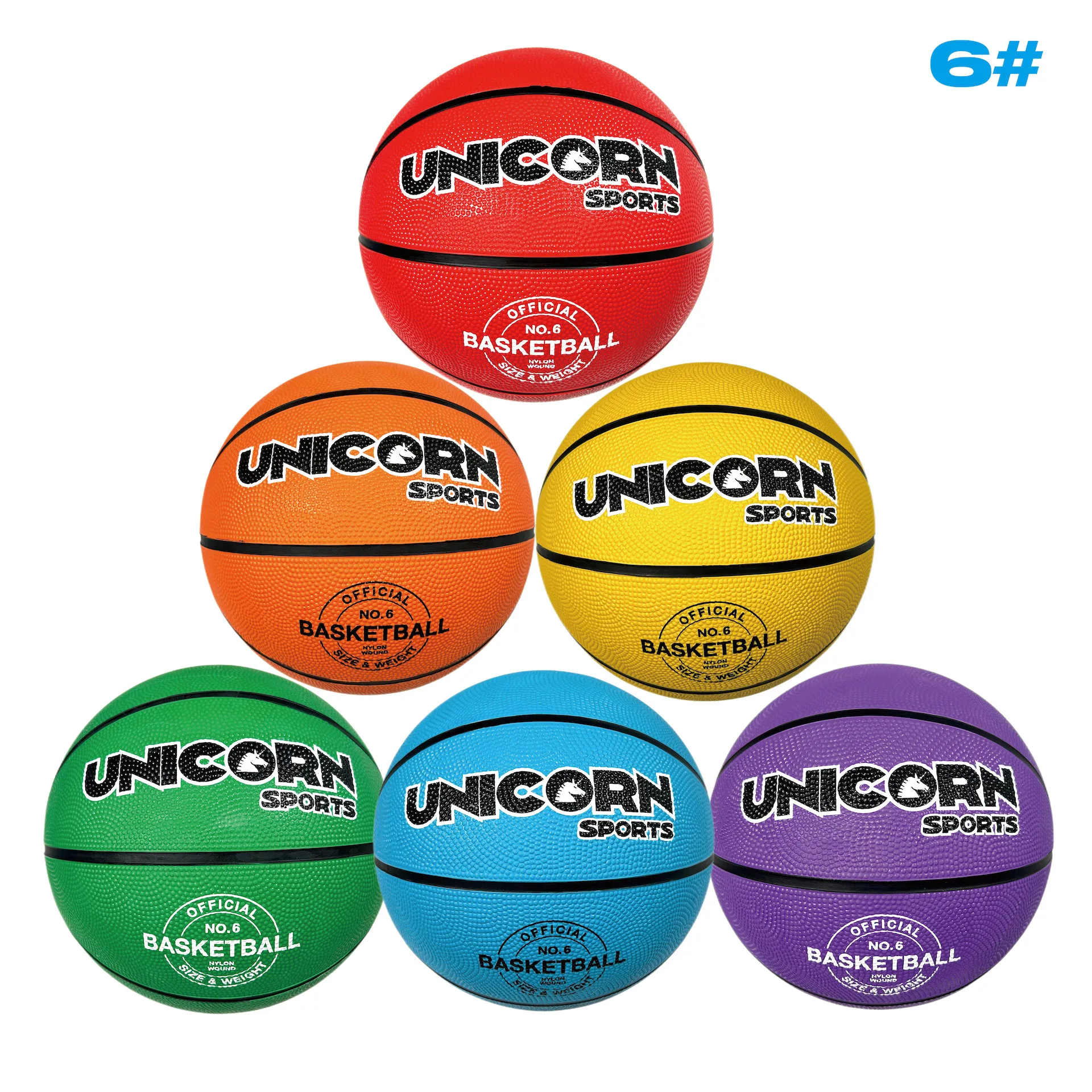 

Basketball Size 6 Rainbow color for Indoor Outdoor School Game Street Ball Training Rubber Basketball