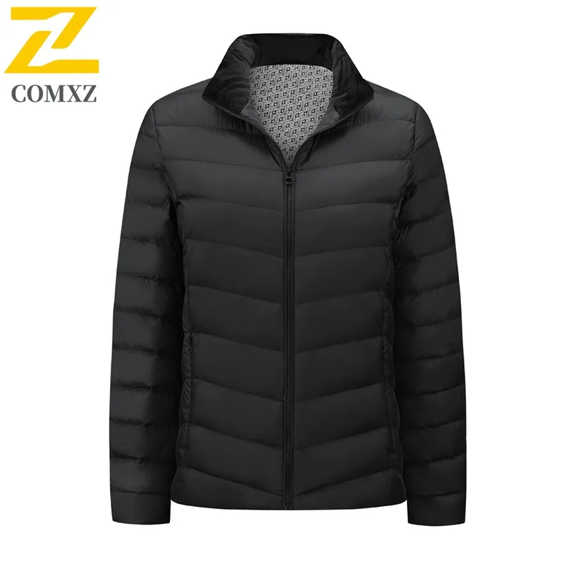 COMXZ Men Parker Coat Lightweight Solid Color Simple Ski Travel Warm Hiking Cotton-Padded Jacket Windproof Street Puffer Jacket