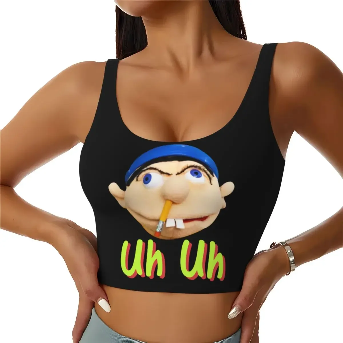 Custom Jeffy I Hate Green Beans Women Sports Bras High Impact Vest Gym Workout Yoga Crop Tank Tops