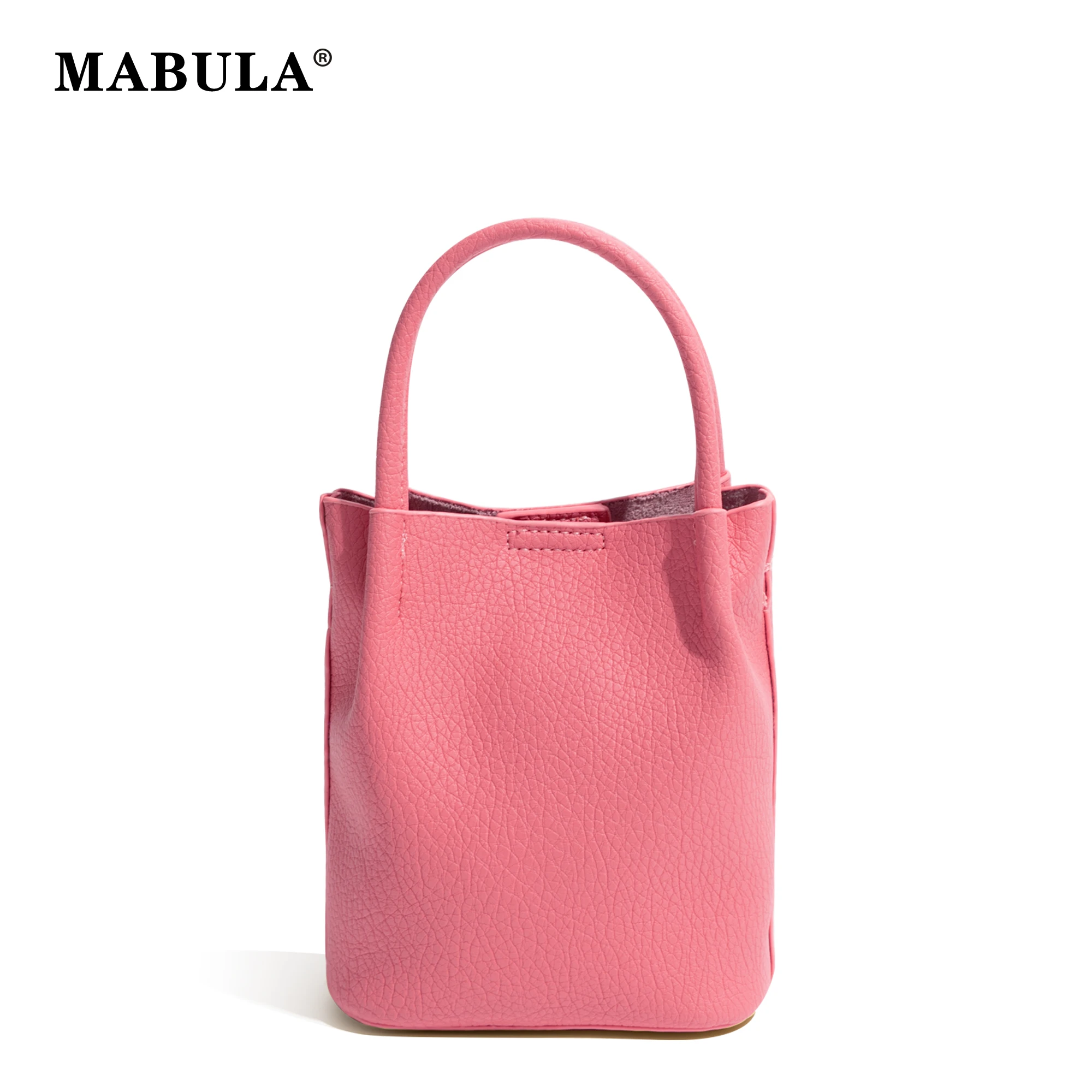 MABULA PU skórzana mała torebka typu Bucket luksusowy design torebka na ramię odpinany pasek torba typu crossbody stylowa solidna prosta tornister