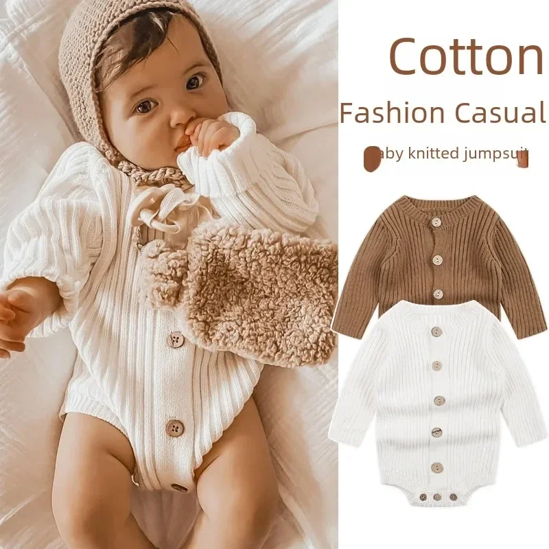 

Autumn New Baby Knit Sweater Jumpsuit Triangle Haori Children's Wear Cotton Footies Spring Autumn Season Baby Climbing Clothes