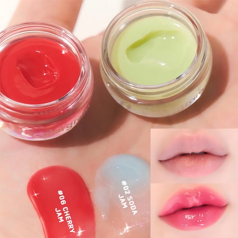 8 Farben Marmelade Lippen balsam Spiegel Lippen gläser feuchtigkeit spendende Glättung Lippen linie Bleaching Lippen maske Schönheit Make-up für Frauen Mädchen