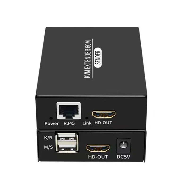 60M HDMI KVM Extender over Ethernet Cat5e/6 1080P HDMI USB Extender Video Audio Extension Transmitter Support USB Keyboard Mouse