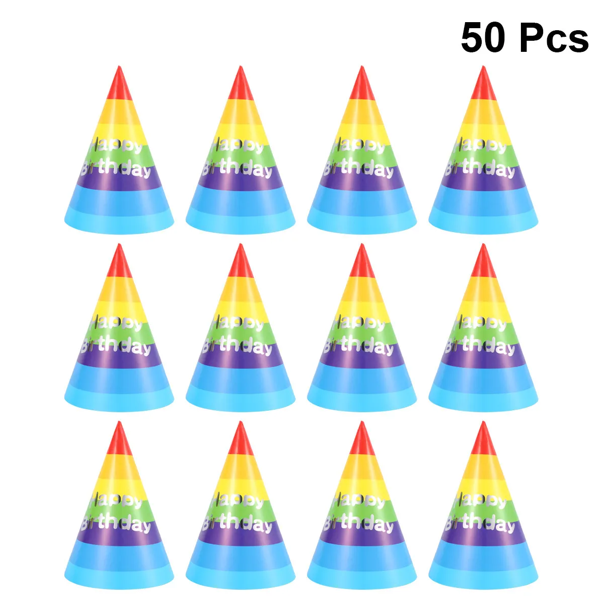 

50Pcs Children Birthday Party Rainbow Triangle Hats Paper Material Comfortable Kids Birthday Caps Non-Slip Party Supplies