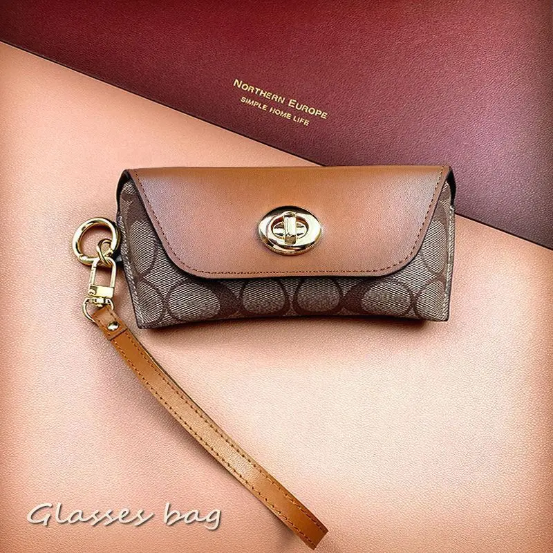 2026 Sunglasses Eyeglasses Case Retro Style Portable Drop-proof Storage Bag With Gold Pendant For Myopia Glasses