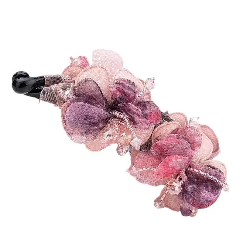 Modische Anti-Rutsch-Bananenklammer, elegante handgefertigte Rosen-Drehklammer im Retro-Stil für Damen – Detail 4
