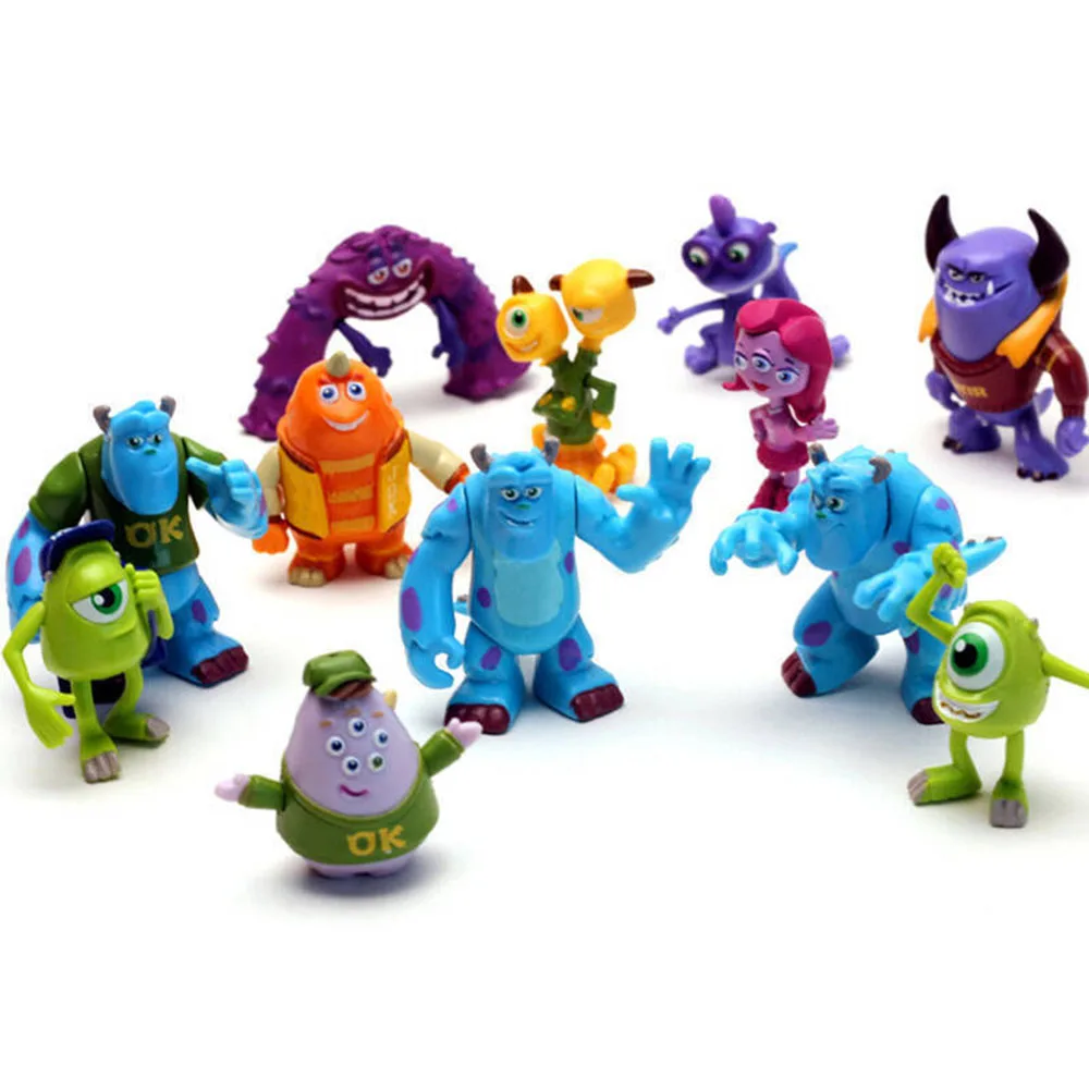 12Pcs/Lot Monsters University Inc. James P. Sullivan Michael Wozosky Cartoon Cute Model Gift Anime Pvc Kawaii Action Figure Toys