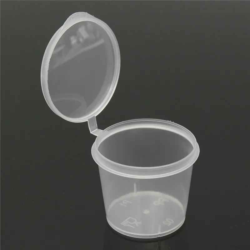 30Pcs 25ml  Disposable Sauce Cup With Cover Transparent Mini Plastic Bottle Seasoning Packaging Box Plastic Palette Reusable