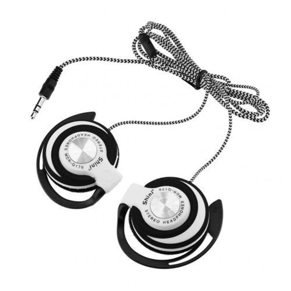 Auriculares deportivos portátiles para correr, FM y sobre la oreja, enchufe de 3,5mm para teléfonos/MP3/MP4, auriculares con cable, auriculares para colgar en la oreja