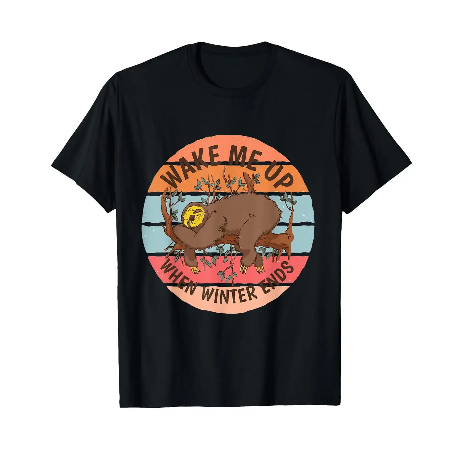 Faultier schlafend faule Baumzweige langsam Nap T Shirt black S vintage Washed streetwear homme fashion Stylish Stretched
