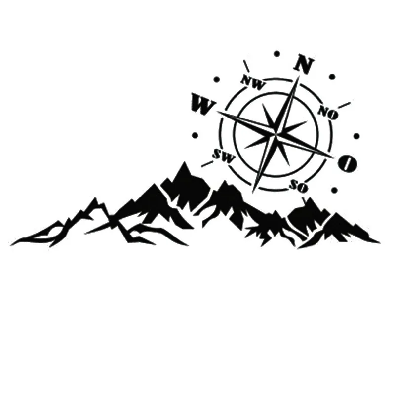 High quality PVC car stickers, compass, mountain navigation, off-road vehicle, sun protection, waterproof, 15cm x 8cm