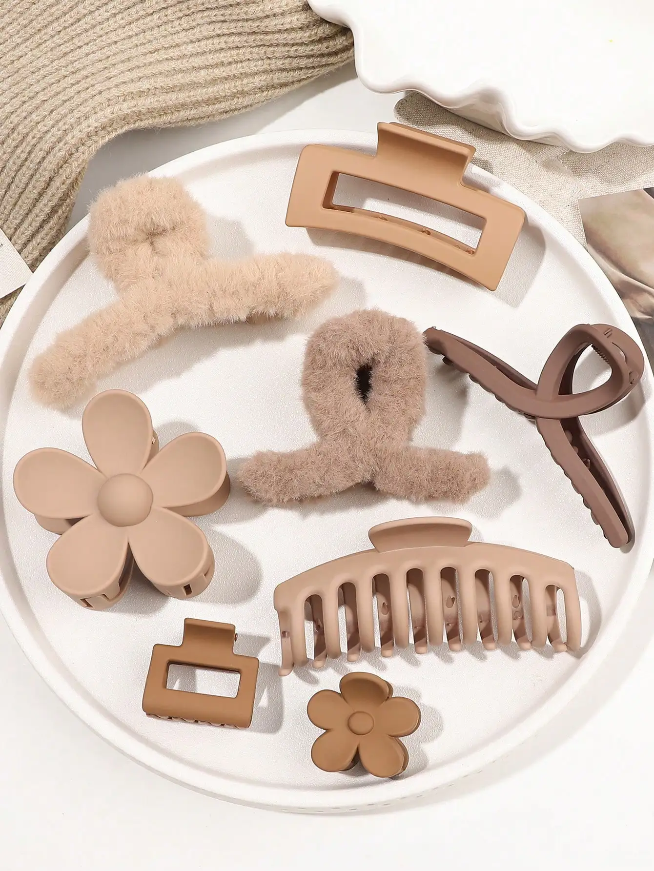 8 Stück Herbst-Winter-Rosa-Mode-Haarschmuck für Frauen, 4,9 Zoll große Haarklammern, matte Bananenklammer, starker Halt, Kieferklammer – Detail 11