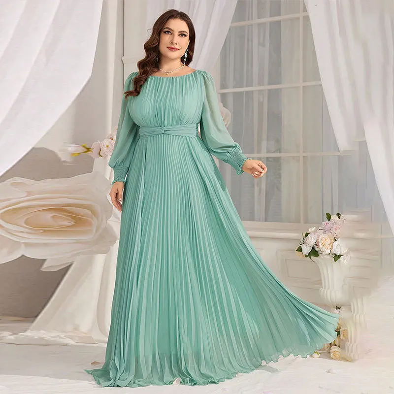 

KYP048 Большой размер Pearl antung Long Sve Dr Independent Station Осенне-зимнее вечернее платье Sweet Sle Юбка трапециевидной формы