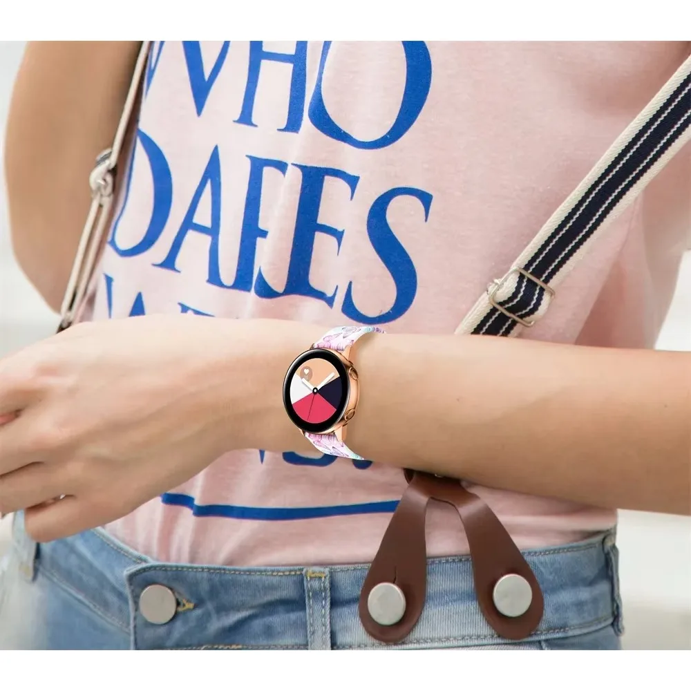 Correa de reloj deportiva de silicona con hebilla y diseño estampado, disponible en 20 mm y 22 mm, para Samsung Galaxy Watch. Transpirable, de liberación rápida y ajustable, para hombres y mujeres.