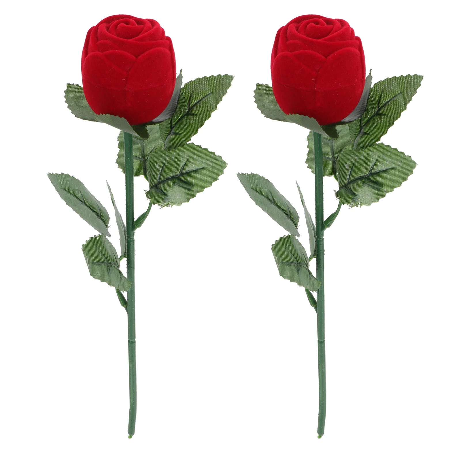 

2Pcs Rose Jewelry Box Delicate Rose Design Compact Ring Storage Case Romantic Valentine Ring Holder Wedding Gift