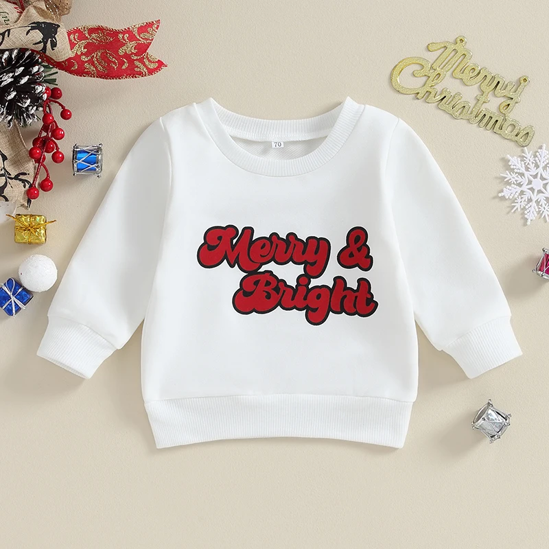 Infant Holiday Sweaters Vintage Style Crewneck Sweatshirts Toddler Xmas Jumpers Festive Winter Clothes for Babies