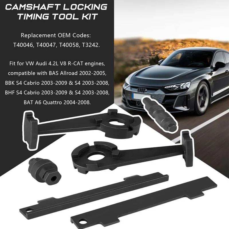 Engines Camshaft Locking Timing Tool Kit Fits for VW/Audi 4.2L V8 Engines, 6-Piece OEM#T40047, T40046, T3242, T40058