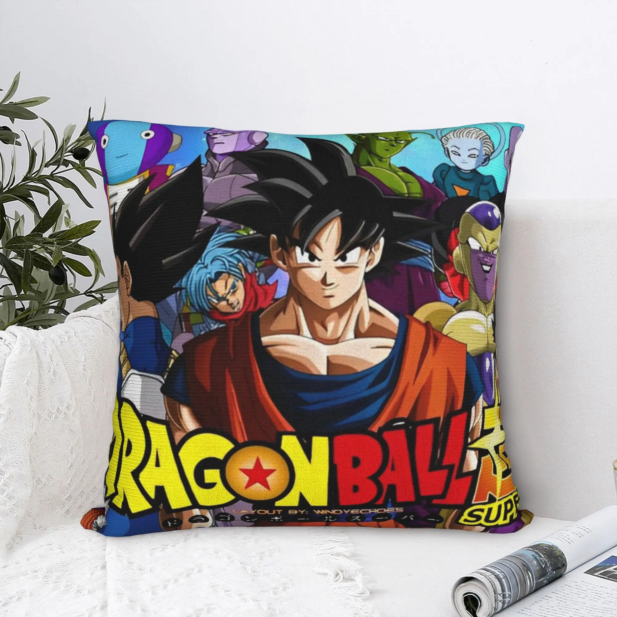 

Квадратная наволочка DBZ с персонажами DBZ, винтажная декоративная наволочка на молнии для дома, 18x18 дюймов