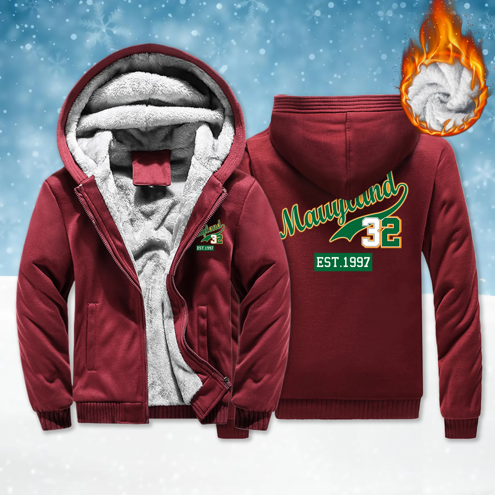 

Зеленые художественные слова и 32-принты, утепленные пальто на молнии для мужчин, повседневные универсальные винтажные свободные топы, зимняя теплая флисовая одежда для мужчин