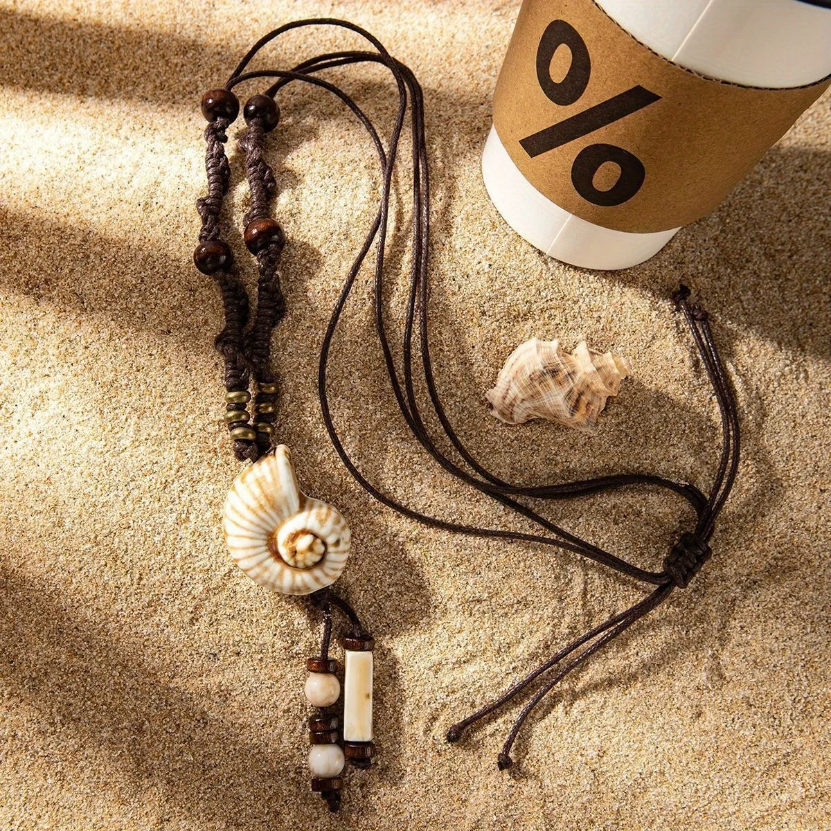 2 Pcs Bohemian Hand Woven Beach Shell Necklace Suitable for Those Who Love Marine Nature Men and Woman Daily Wear Personality