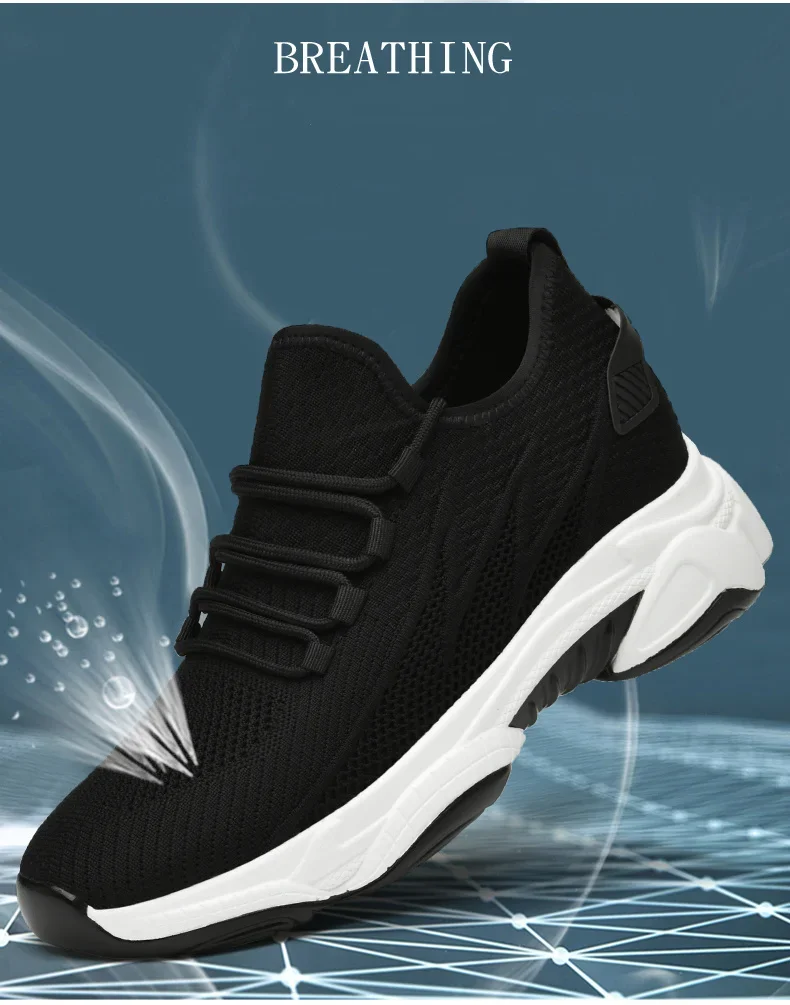 Sommer Männer Aufzug Schuhe Atmungsaktive Mesh Höhe Erhöhen Turnschuhe Männer Schuhe Innen Länge 7 cm Outdoor Freizeit Weiß Größere Schuhe – Detail 3
