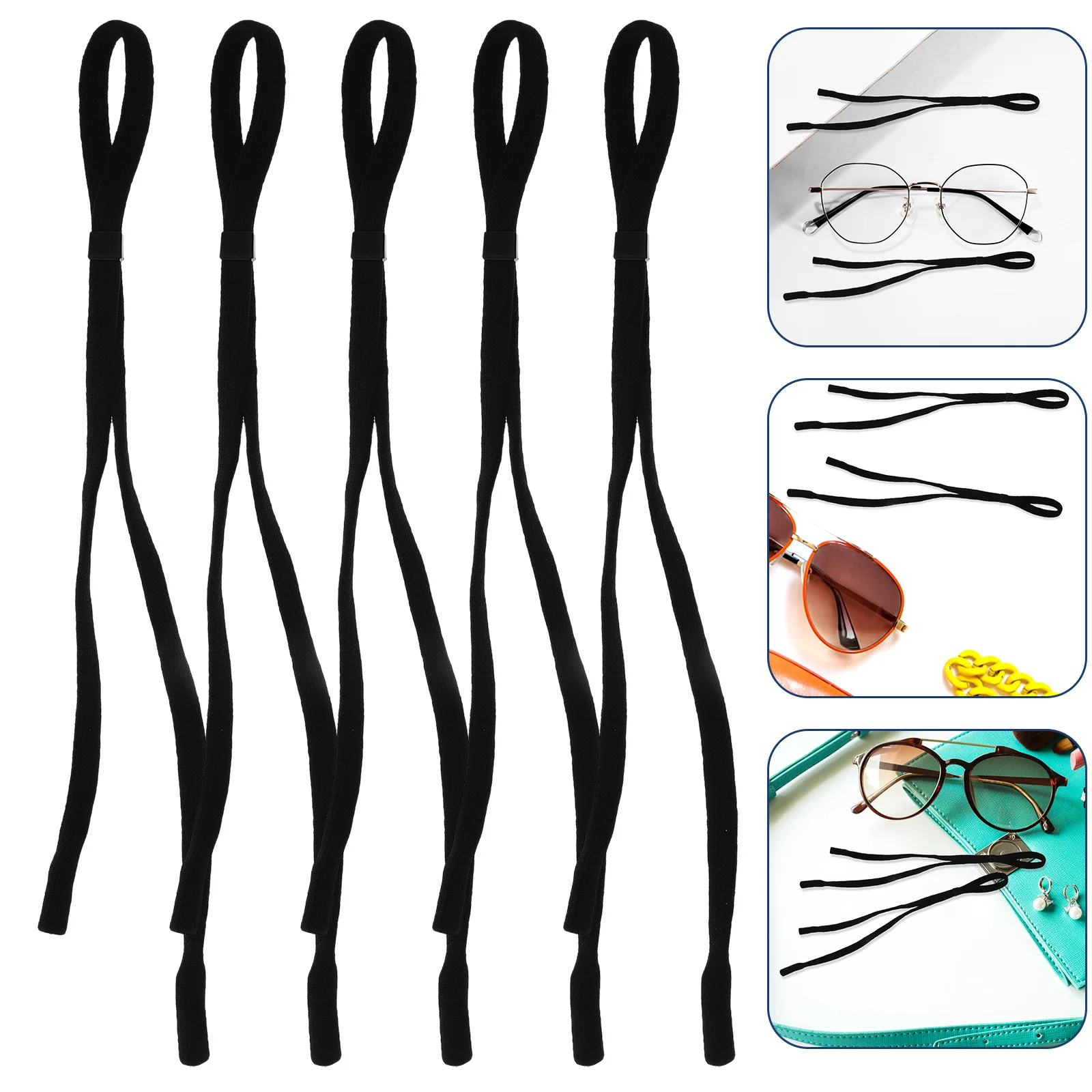 

5Pcs Eyeglass Strap for Sports Polyester Anti-Slip Glasses Lanyard Retainer for Running Cycling Hiking Eyewear Holder