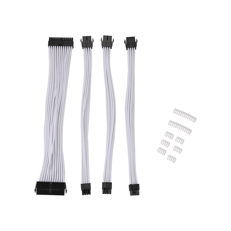 9-Inch Braided Extension Cable Kit Basic Extension Cable for PC Case Comb Included ATX 24 Pin PCIE 6+2Pin CPU 4+4Pin C