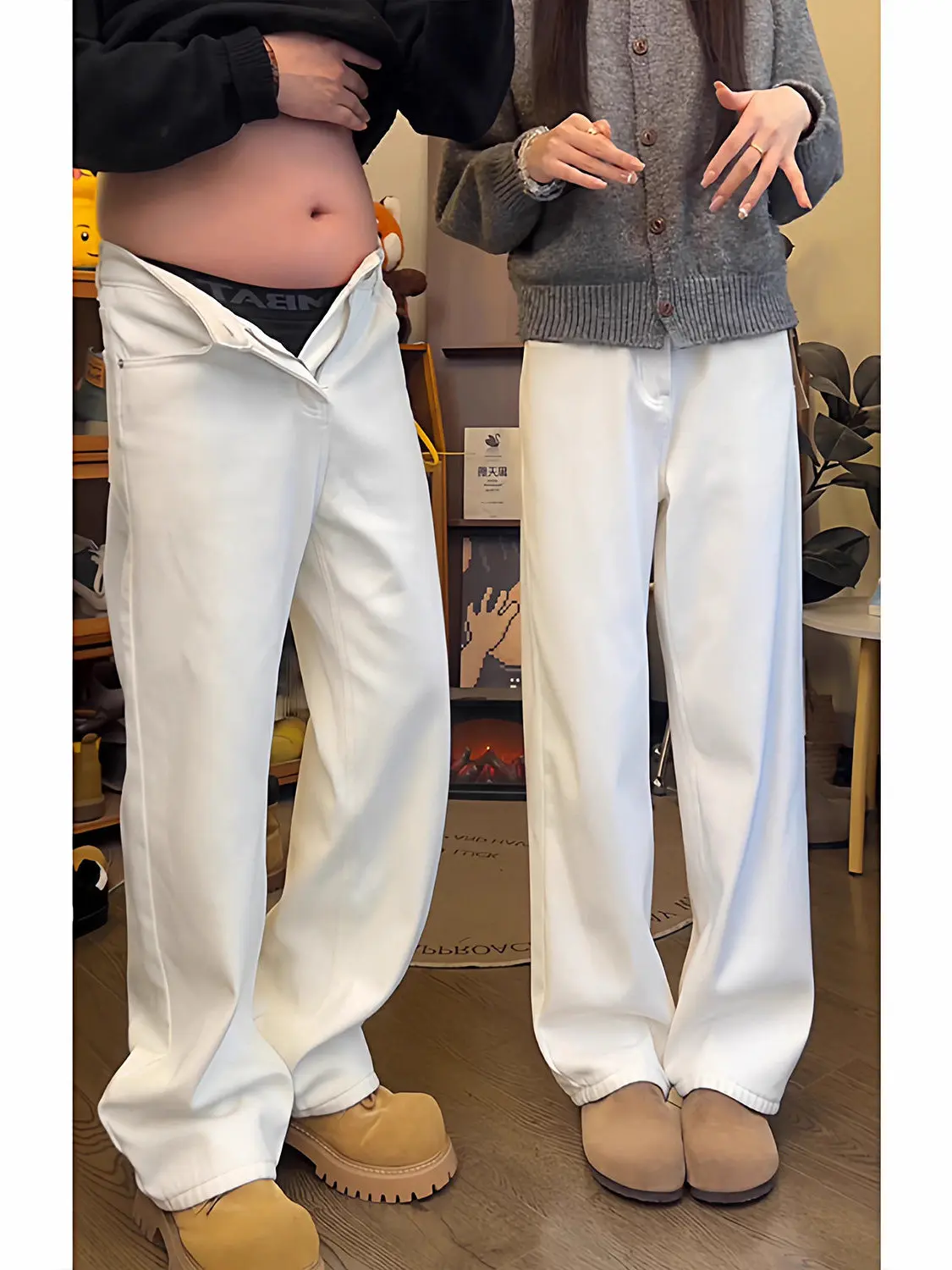 

White Slim Fit Straight Leg Jeans Men's Spring Faion Leg Lengthening Effectiven Youth Sle mid Waist Zipper Closure