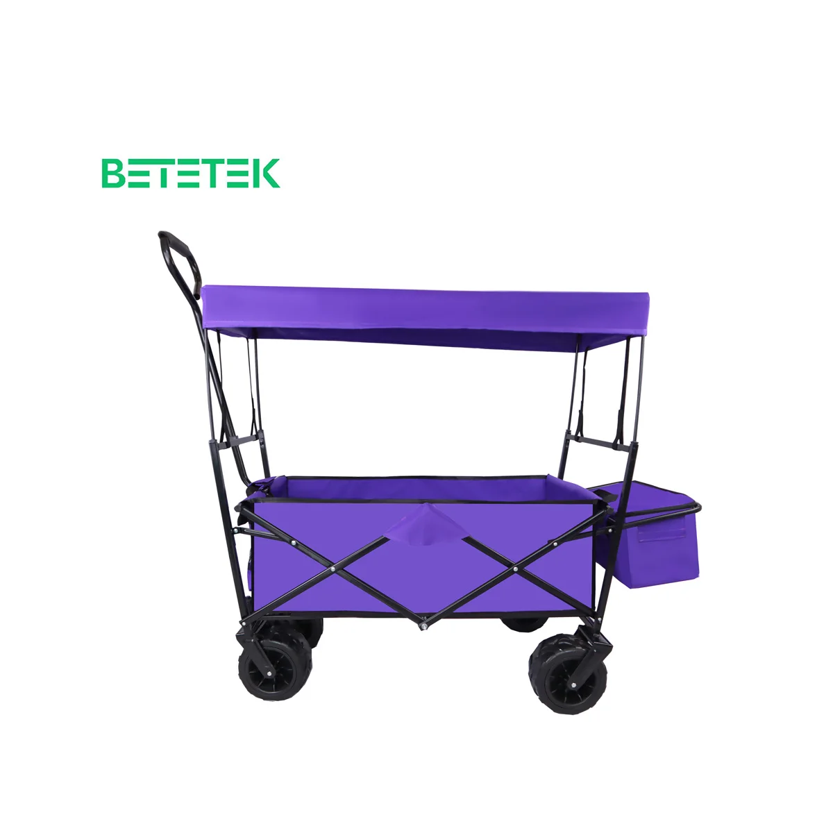 Folding Wagon Cart W/ Bar Removable Canopy Oxford Cloth Collapsible Shopping Outdoor Camping Beach Cart