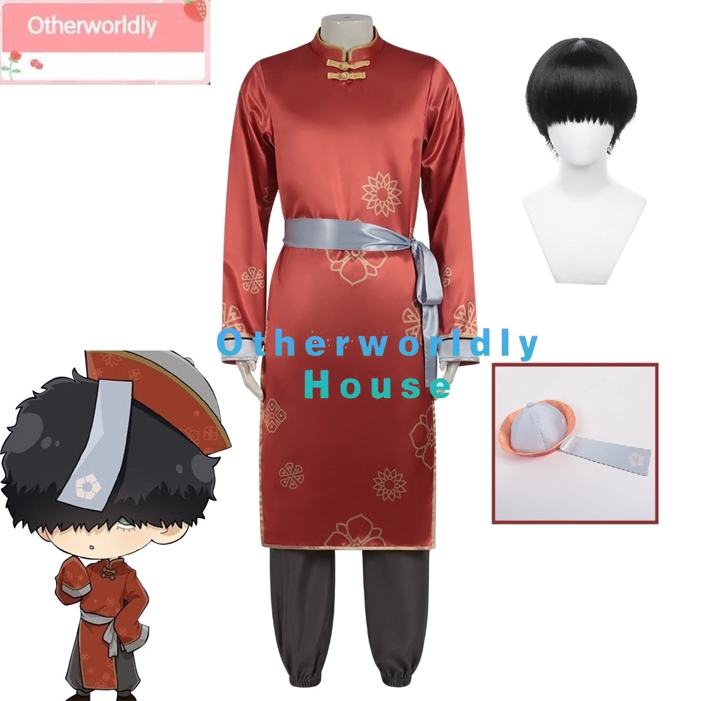 Anime BLUE LOCK Niko Ikki Cosplay Costume Chinese Style Kung Fu Top Pants Halloween Role Play Red Hat Uniform Men Wig Full Suit