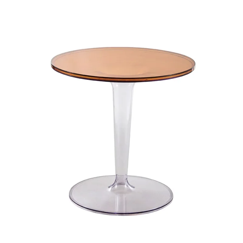 Tables basses rondes en acrylique brun transparent, meubles de maison, table de chevet pour salon, café de cuisine