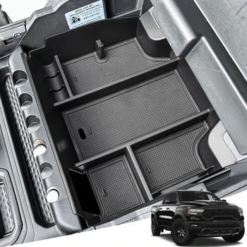 For Dodge RAM TRX 2023 2022 2021 2020 2019 Center Console Organizer Armrest Tray Storage Car Box ABS Accessories Secondary Box