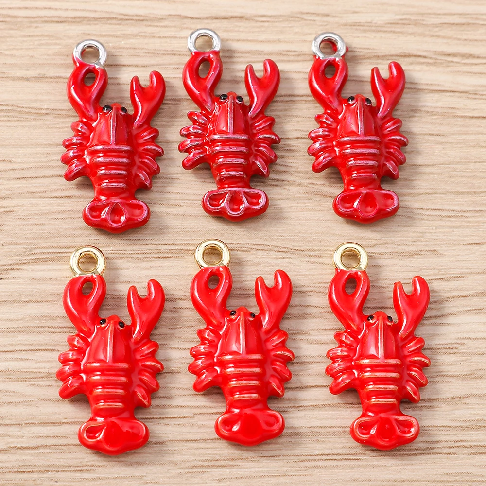 5 Stück niedliche, gemischte Emaille-Anhänger mit Motiven von Meereslebewesen wie Fischen, Hummern und Korallen zum Basteln von Ohrringen, Anhängern, Halsketten, DIY-Bastelarbeiten und Schmuckaccessoires. – Detail 7