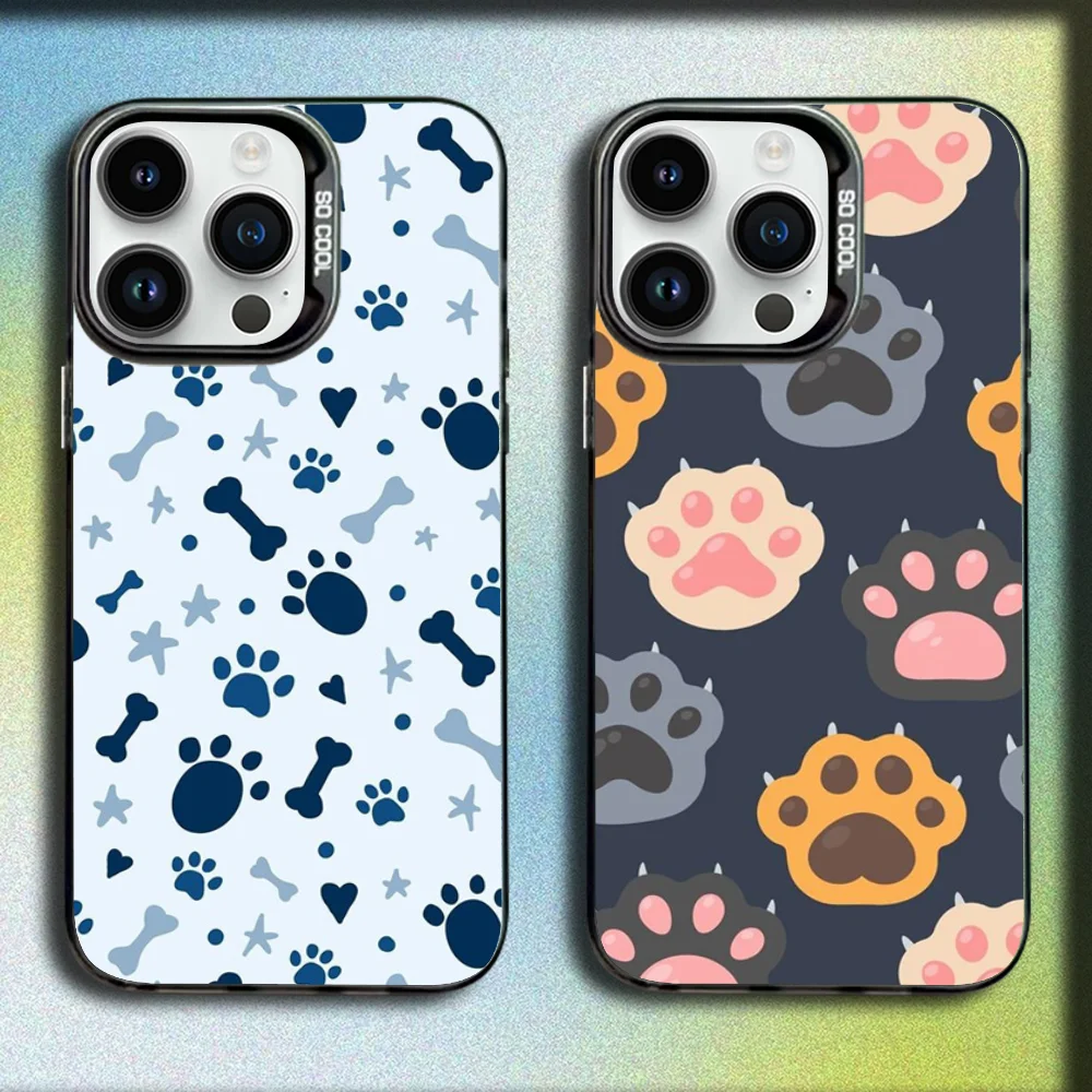 

Dog Paw Phone Case For iPhone 16,15,14,13,12,11,Mini,Pro,SE,MAX Gray Matte Silicone Black Cover