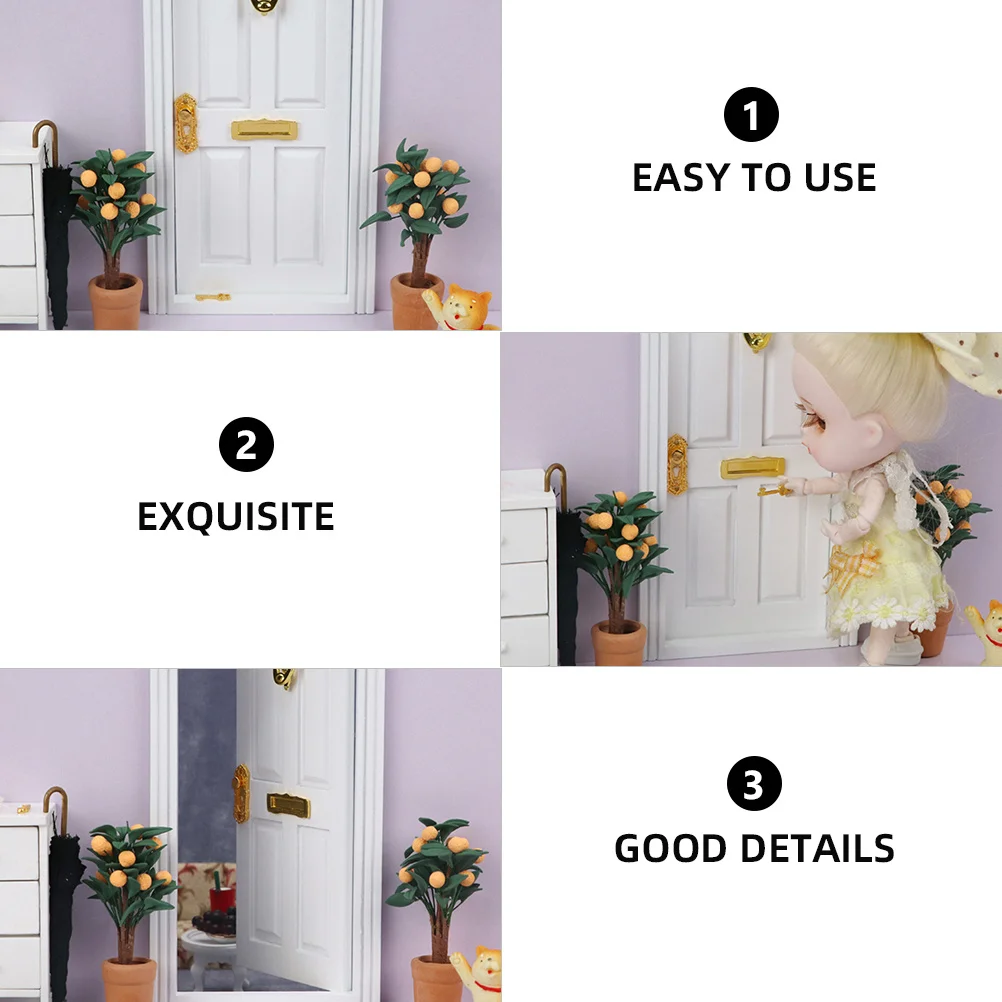

1Pcs Miniature Four-Panel Wooden Door Durable Eco-Friendly Material for DIY Landscape Decoration Mini Door Ornament
