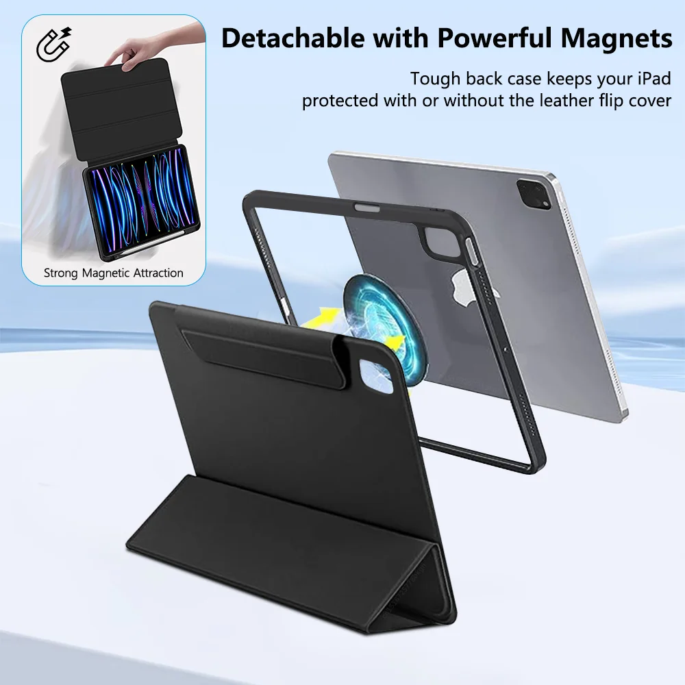 Imagem -03 - Caixa Magnética para Ipad Pro Tampa do Suporte com Suporte de Lápis Ipad Pro 12 10.2in 10th Mini Air Geração 11