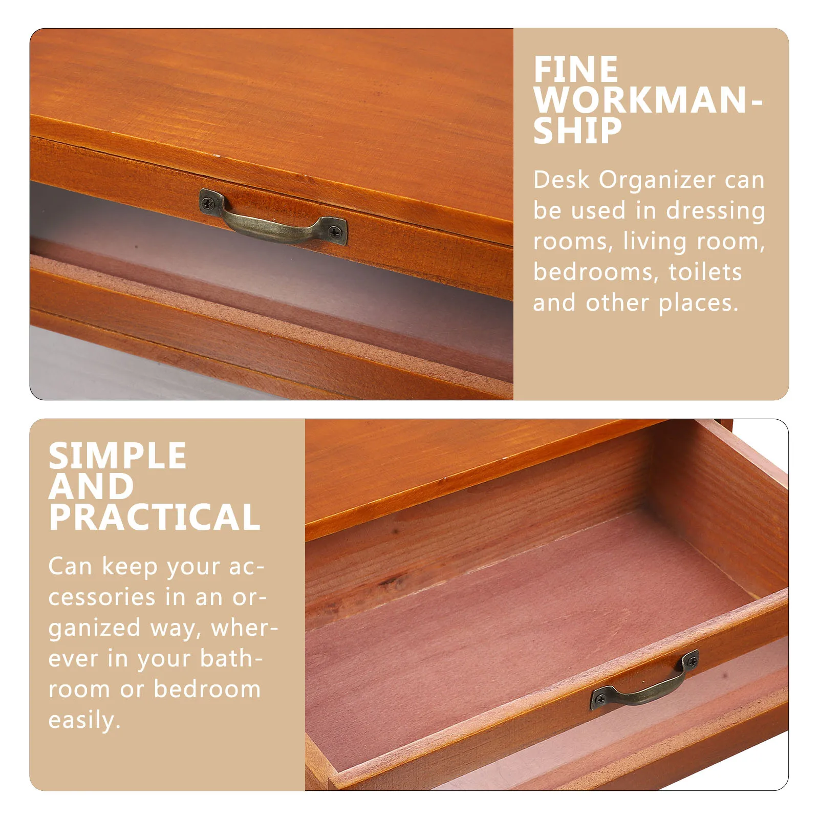 

Wooden Desk Organizer Drawer Style Storage Box For Bedroom Bathroom Office Desktop Stationery Jewelry Holder