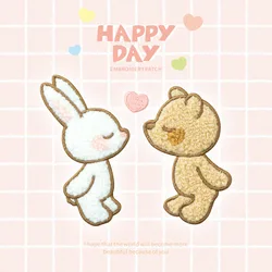 1 Piece Embroidered Furry Rabbit Bear Appliques Accessories DIY Sticker Craft Patches for Xmas Clothes T-Shirt Bag Shoes