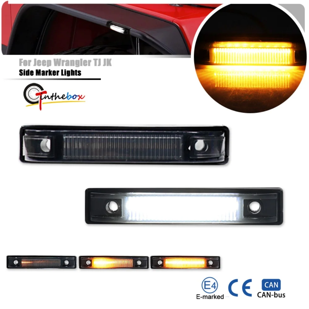 

Dual-color LED Front Side Marker Turn Signal Lights Parking/Driving Lights For Jeep Wrangler TJ JK & JL Bushwacker Flat-style