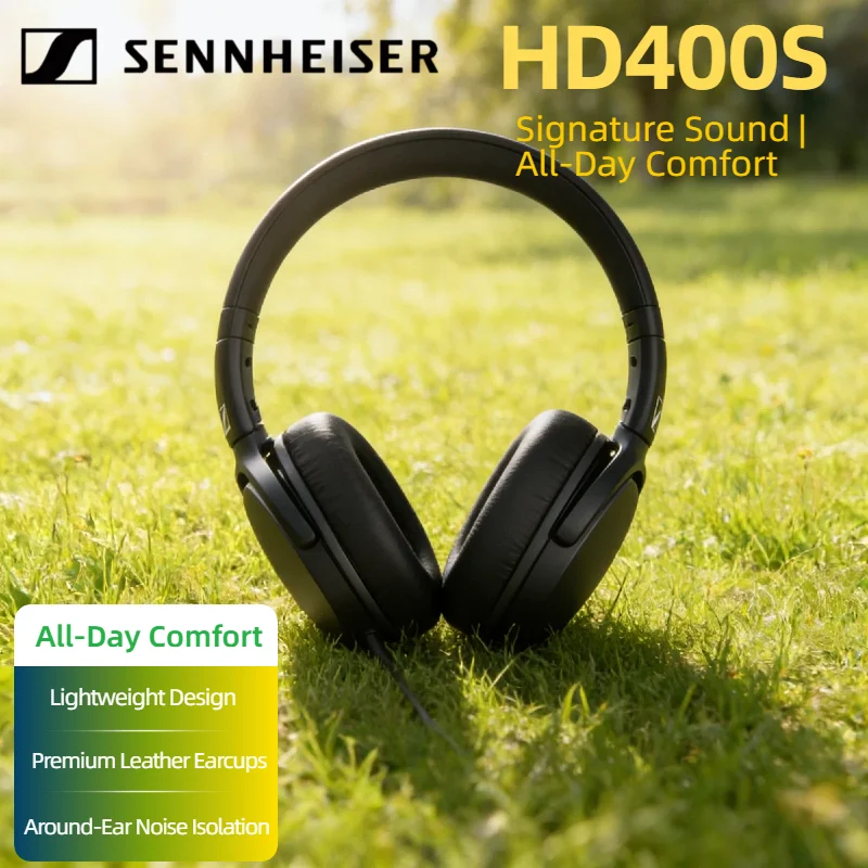 

Проводные наушники Sennheiser HD400S, стерео, глубокий бас, шумоизоляция, складные, с микрофоном, накладные, для смартфона, для путешествий