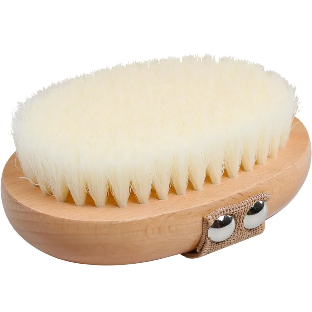 Dry Body Brush, with Soft Vegan Bristles, Anti-Slip Wooden Exfoliating Bath Brush, Suitable for Both Dry and Wet Use, for Deep B