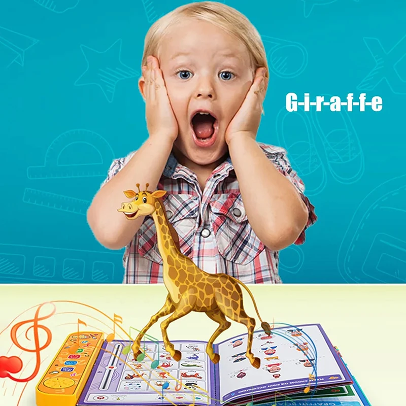 Kids' English Learning Intelligence Touch Book Early Education Knowledge With Sound Function Reusable Pen Birthdays Gift