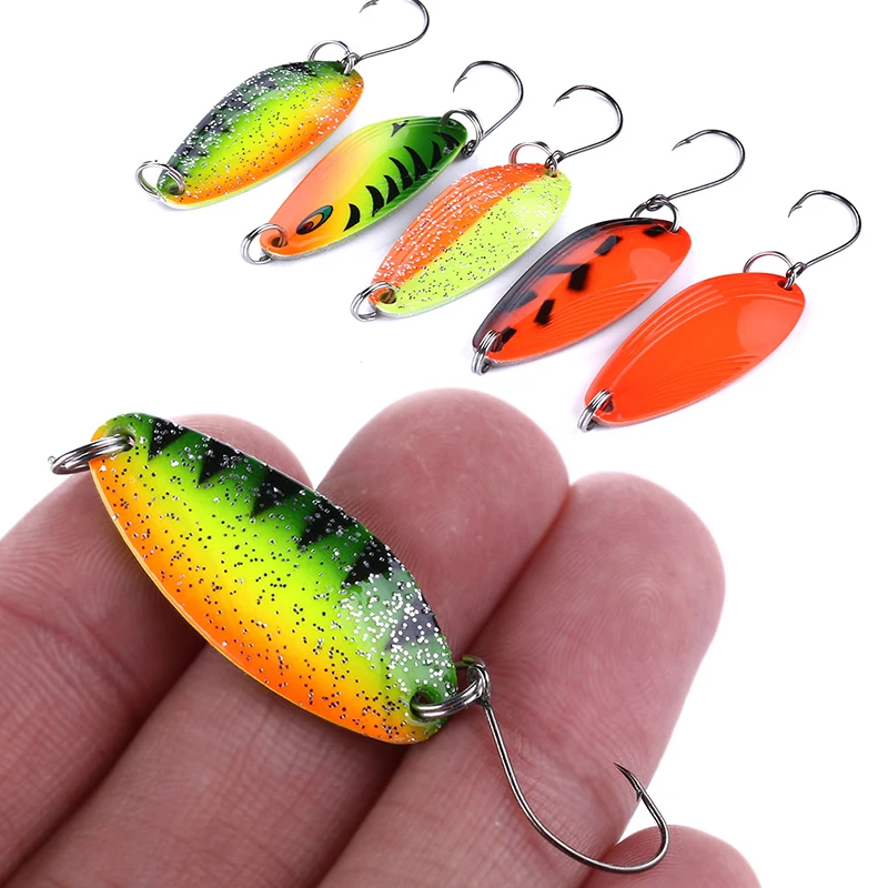 5PCS 4,5g angeln metall glänzen löffel köder spinner forelle BASS PIKE löffel mini köder wobbler Professionelle Metall spinner Köder