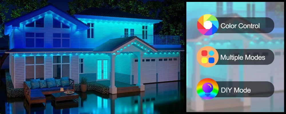 30M 60LED Permanent Traufe LED Lichter Im Freien Wasserdichte RGB Lichterketten DIY Szene Weihnachten Geburtstag Urlaub Party Beleuchtung – Detail 1