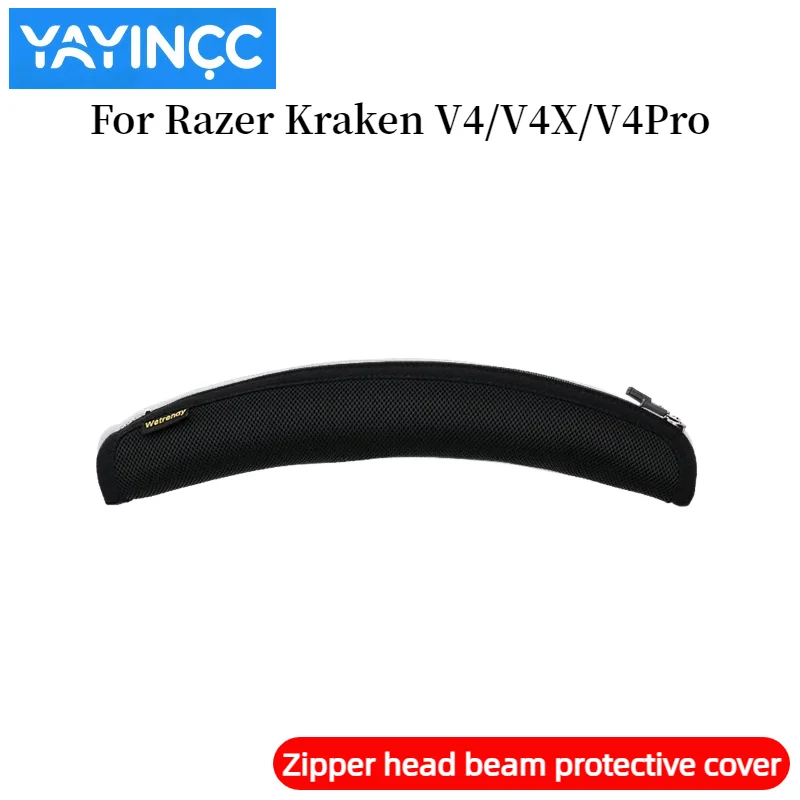 YAYINCC استبدال شبكة/بروتين الجلد بطانة للأذن + سستة عقال غطاء كومبو لسماعات Razer Kraken V4/V4X/V4Pro/Kitty V2 Pro