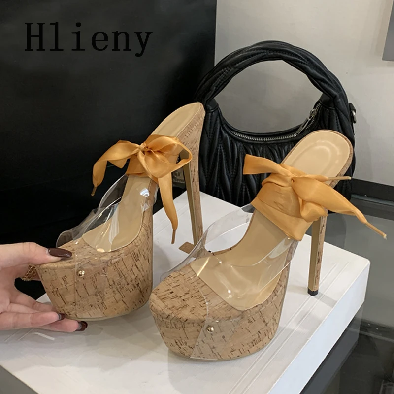 

Hlieny/модные женские сандалии на платформе с открытым носком, прозрачные женские туфли на высоком каблуке из ПВХ с ремешком на щиколотке, летние вечерние туфли-лодочки для ночного клуба