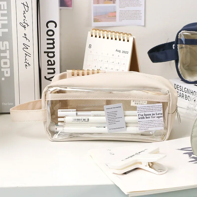 سعة كبيرة شفافة حقيبة أقلام رصاص الحالات المدرسية الجمالية الأطفال القرطاسية حامل حقيبة القلم حالة الطلاب اللوازم المدرسية #3