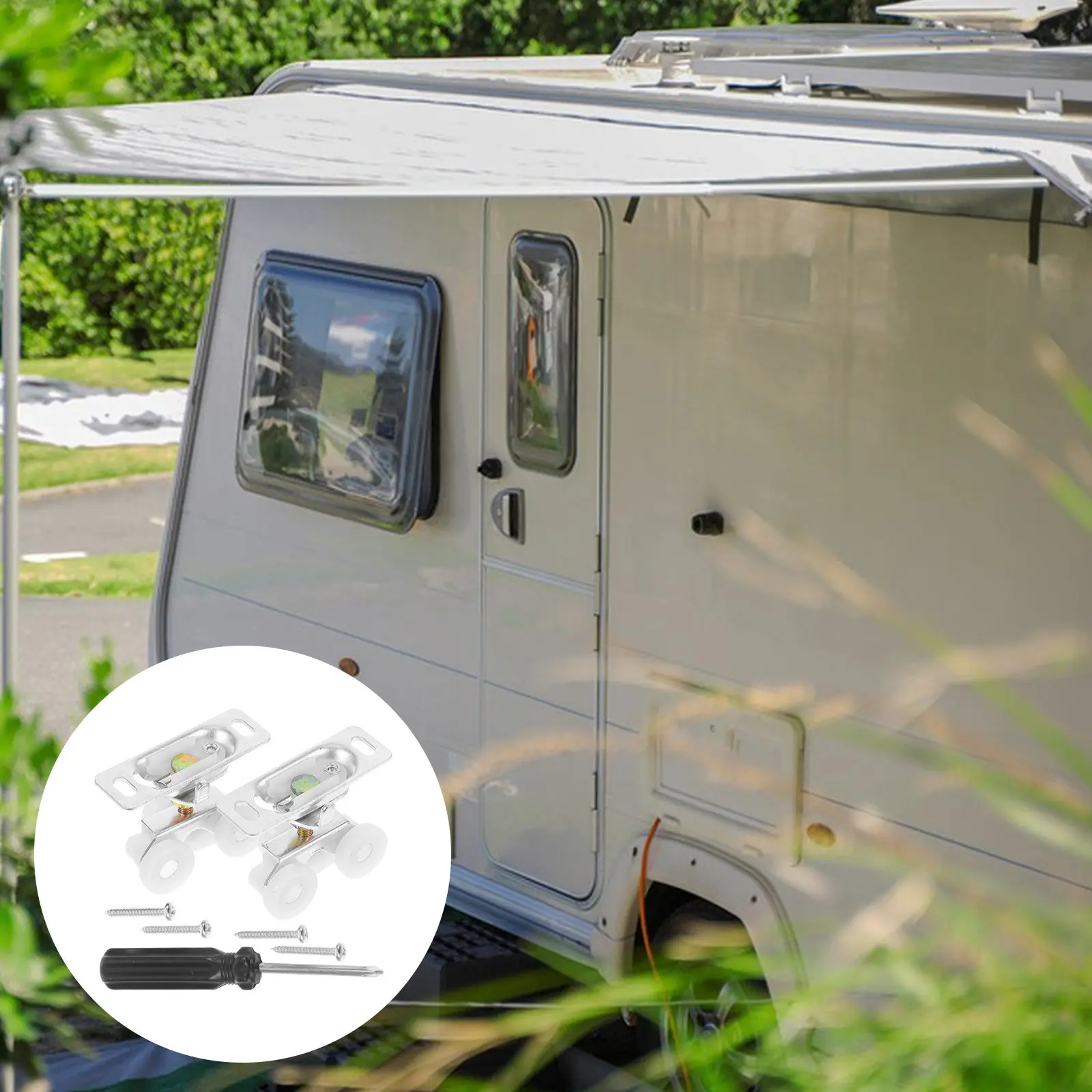 

1Set Rv Sliding Door Wheels Screwdriver Screws Heavy-Duty Roller Kit Replacement for Camper Motorhome Rv Door Sliding Mechanism