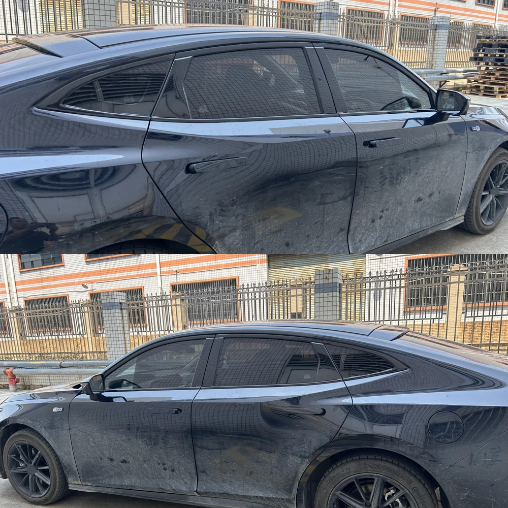 For Changan UNI-V 2022-2024 Window Chrome Delete Blackout ABC Pillars Glossy Black Stickers